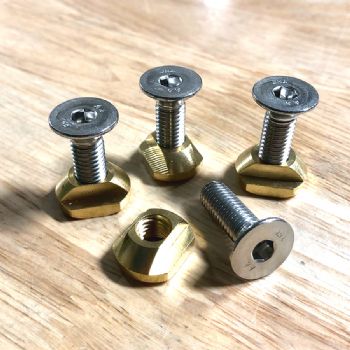 M8 Hydrofoil Brass Track Nuts and Stainless Steel M8 x 25mm Mounting Screws